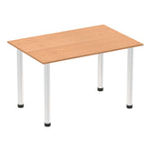 Impulse 1200mm Straight Table Oak Top Chrome Post Leg I003585 DD